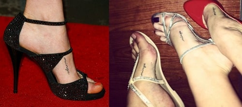 A picture of the foot tattoo of Amanda Seyfried.